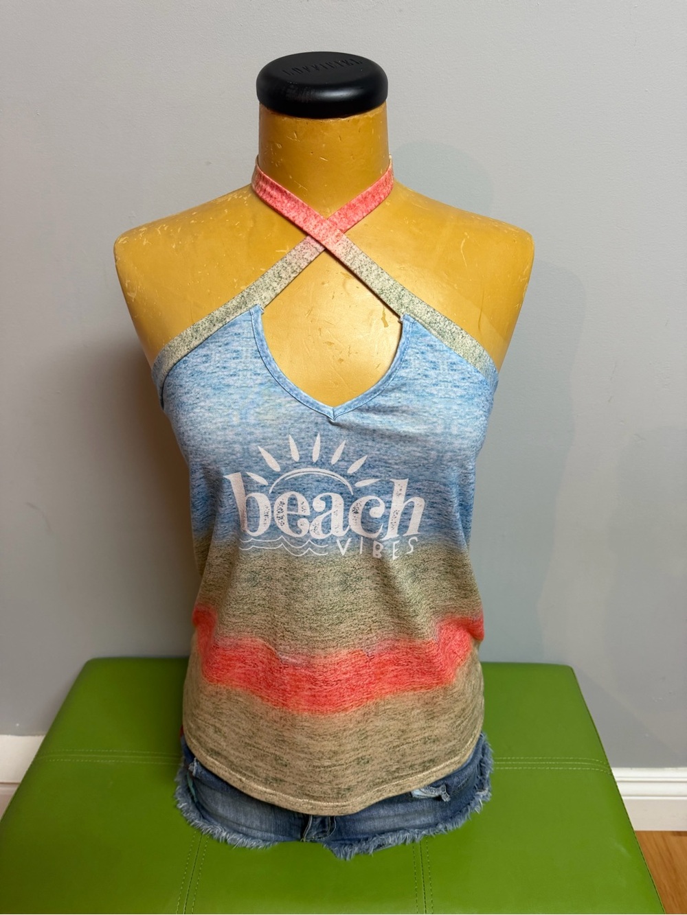 Beach Vibes Multicolor Halter Tank Top